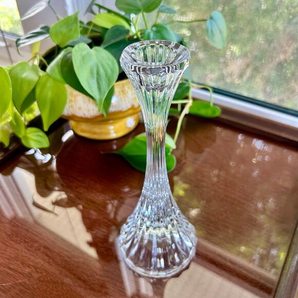 Vintage Mikasa Crystal Taper Candle Holder – 8” Ribbed Glass Elegant Home Decor - Picture 8 of 8